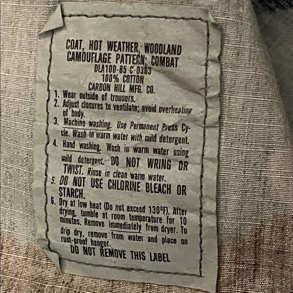 Vintage US Military Issue Camouflage Woodland Camo Combat Jacket Shirt S Long - Picture 3 of 7